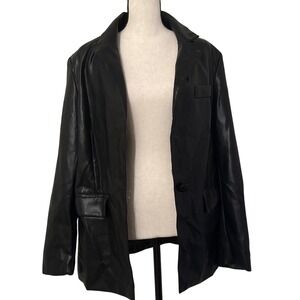 Bagatelle Collection Faux Leather Jacket Black Medium Button Enclosure